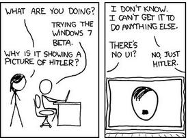 Grampa: "I can finally win a gold medal. I came close at the 1936 Olympics. I threw a javelin that barely missed Hitler. But I did hit an assassin who was trying to kill Hitler." Hitler (in 1936): "What is this, Kill Hitler Day?" Grampa: "The next time I saw Hitler, we had dinner and laughed about it."
